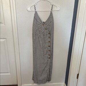 Striped Black and White Button-Down Dress